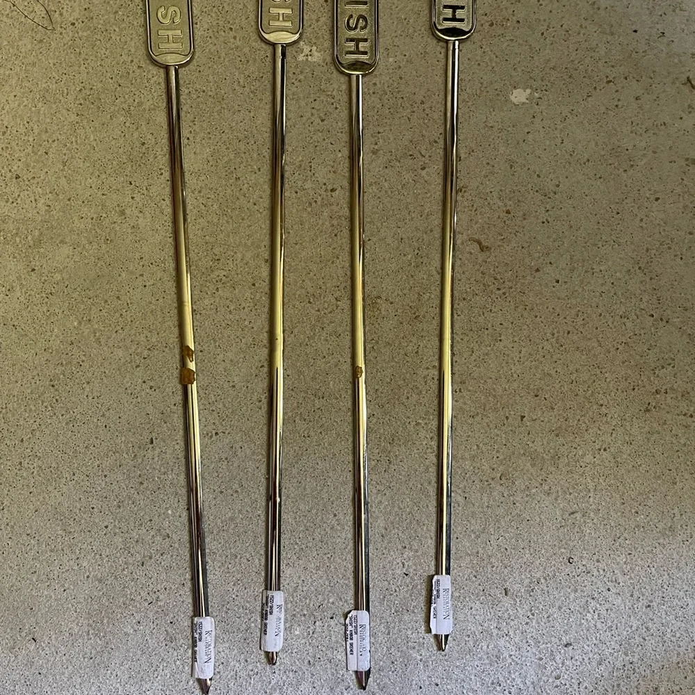Restoration Hardware Gold Metal BBQ Skewers Set of 4